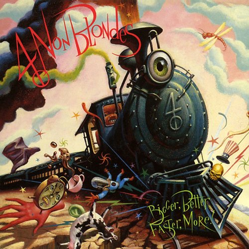 Album cover for 4 Non Blondes, featuring a surreal locomotive scene.