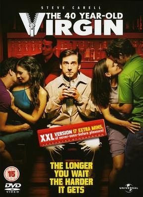 DVD cover for "The 40-Year-Old Virgin" featuring Steve Carell and couples.