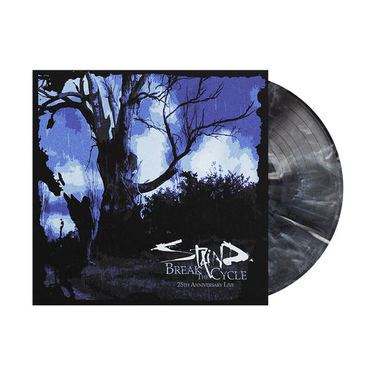 Staind Break The Cycle 25th Anniversary Live vinyl record and its blue-toned cover art.