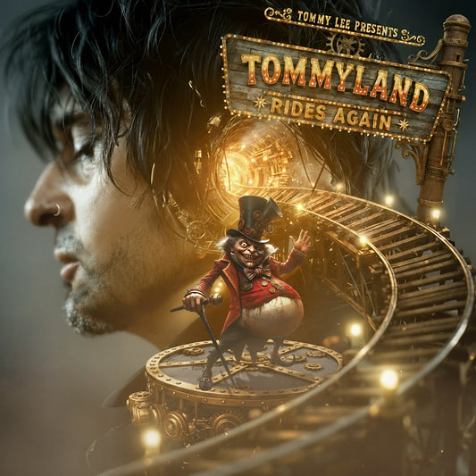 Tommy Lee album cover featuring a carnival and blurred portrait.