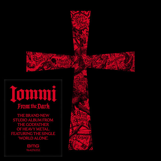 CD cover for Tony Iommi’s “From the Dark” with a red cross design.