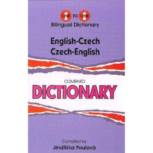 Purple cover of an English-Czech and Czech-English bilingual dictionary with red torn-paper graphics.