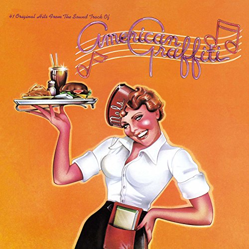 American Graffiti" soundtrack vinyl cover with diner food and a waitress.