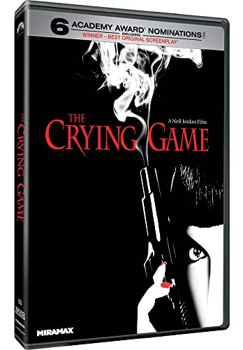 DVD cover for "The Crying Game" featuring a gun and shadowy figures.