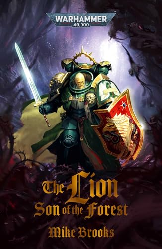 Warhammer 40k character illustration of a lion-like figure on a dark fantasy background.