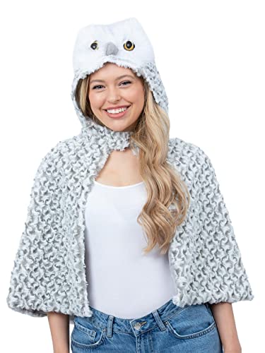 Smiffys 99753 Deluxe Baby Owl Plush Cape, Adult, Unisex, Grey & White, M-UK Size 12-14