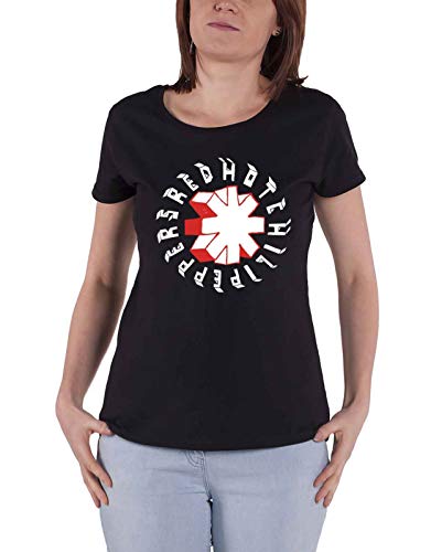 Red Hot Chili Peppers T Shirt Hand Drawn Logo Official Womens Skinny Fit Black L