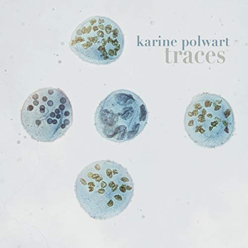 CD cover for Karine Polwart’s “Traces” featuring abstract blue circles.