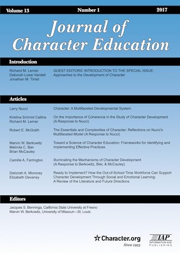 Journal of Character Education Vol 13 Issue 1