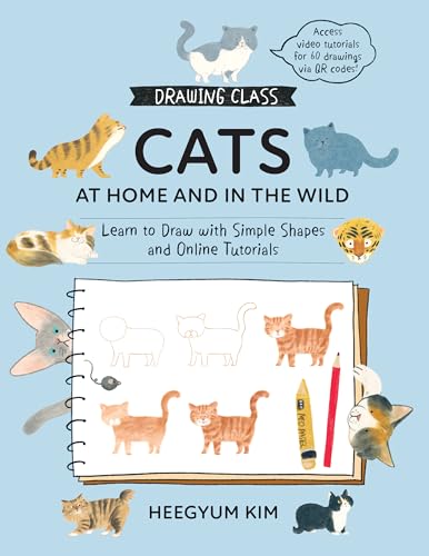 Book cover featuring illustrated cats, drawing sketches, and art supplies.