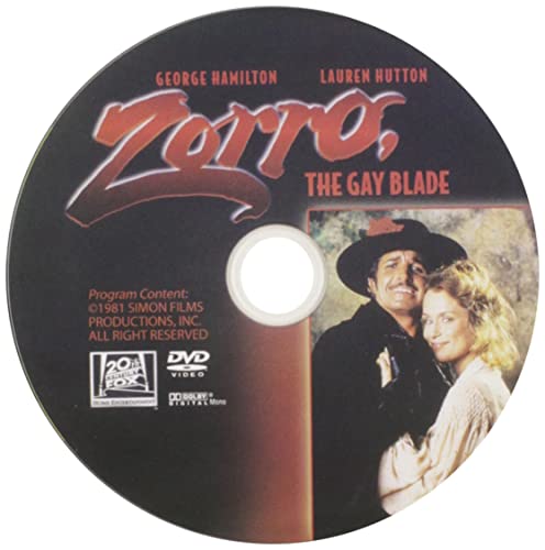 DVD of "Zorro, The Gay Blade" featuring George Hamilton and Lauren Hutton.