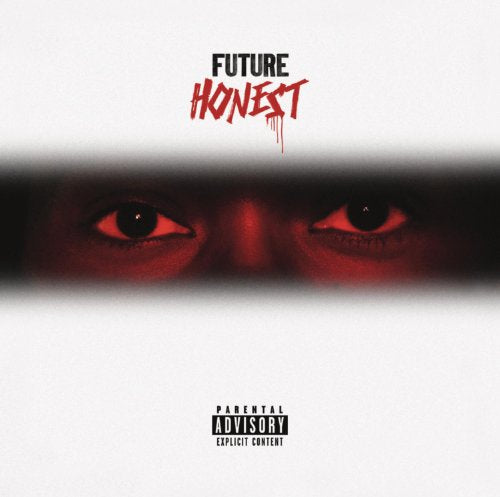 Album cover for Future’s “Honest” featuring red eyes and dripping text.