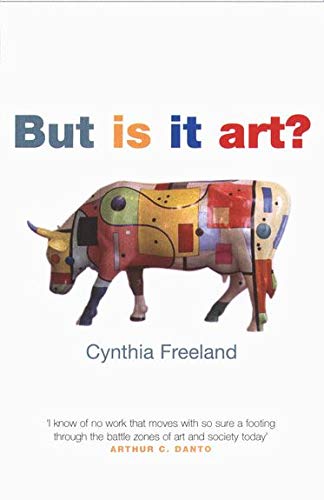 Book cover: "But is it art?" with colorful cow image by Freeland.