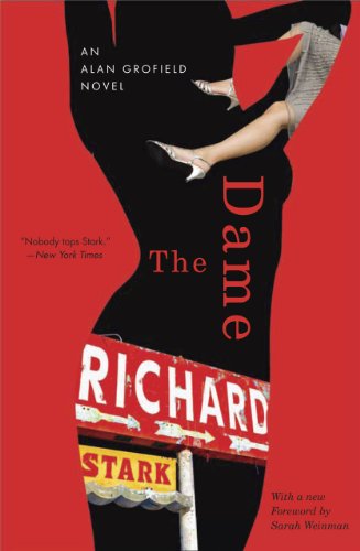 Book cover: red background, woman’s silhouette, and vintage sign reading “Richard Stark.”