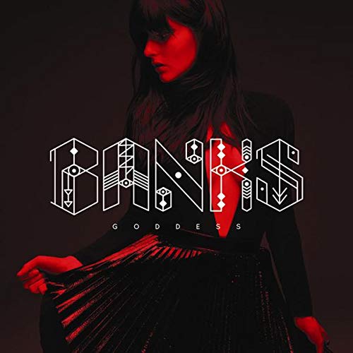 CD cover for Banks’ “Goddess” featuring a woman’s face and geometric design.