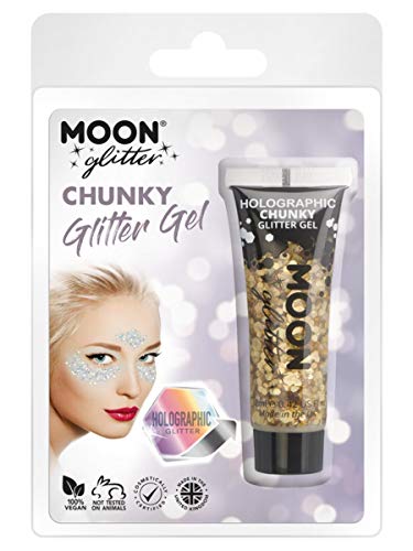 Smiffys Moon Glitter Holographic Chunky Glitter Gel, Gol