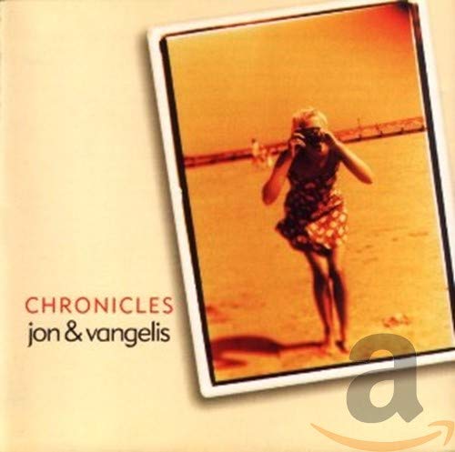 CD cover for Jon & Vangelis’ “Chronicles” featuring a woman on a beach.