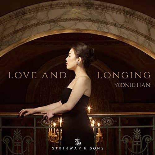 CD cover featuring pianist Yoonie Han in a black dress, under an arch.