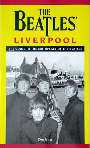 Book cover of 'The Beatles' Liverpool' with a yellow border and black and white photo of four men.