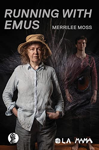 Book cover: woman with hat, man emerging from emu feathers.