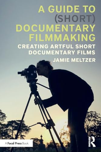 Book cover: Filmmaker looking through a camera with a sunset background.