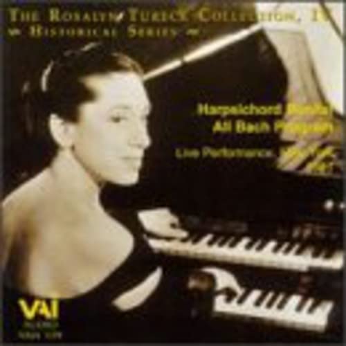 Rosalyn Tureck’s portrait with a harpsichord, album cover for Bach’s recital.