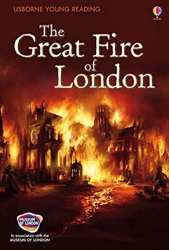 Book cover depicting a fiery scene of 17th-century London.
