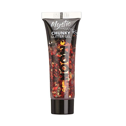 Mystic Chunky Face & Body Glitter Gel by Moon Glitter - Autumn - Cosmetic Festival Glitter Face Paint for Face, Body, Hair, Nails - 12ml