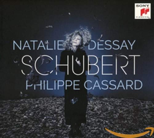 CD cover: Natalie Dessay portrait with Schubert’s name, dark background.
