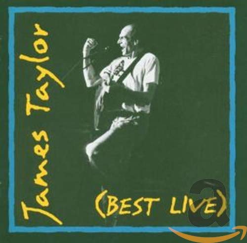 James Taylor album cover, green background, musician playing guitar live.