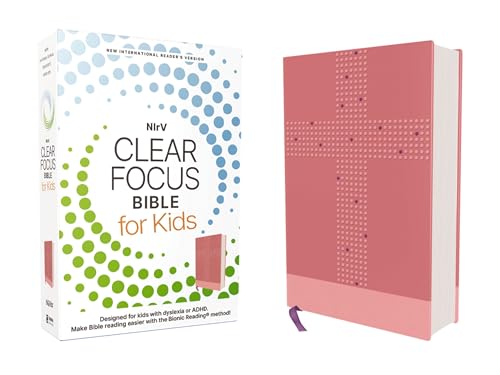 NIrV, Clear Focus Bible for Kids (Help Kids with ADHD or Dyslexia Read with Confidence), Leathersoft, Pink : Read more of the Bible with better focus using the Bionic Reading Method