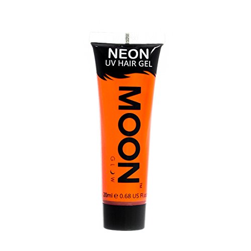 Moon Glow - Neon UV Hair Gel - 20ml Intense Orange – Temporary wash out hair colour dye - Spike and glow!