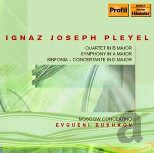CD cover for Pleyel’s Symphony in A with green abstract foliage.