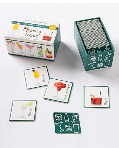 Memory Game: Alcoholic Drinks : A fun, fast-paced, dinner party game for adults, with 60 cards in a plastic-free box