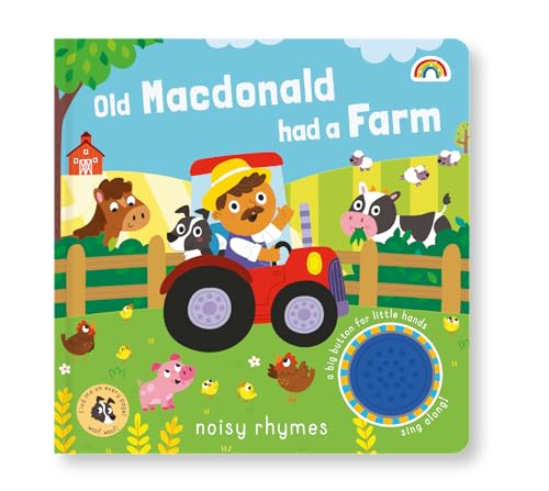 Book cover: “Old MacDonald Had A Farm” with farmer on a tractor.