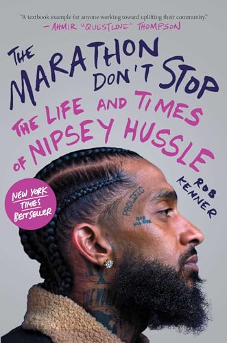 Book cover featuring a profile portrait of Nipsey Hussle with text above his head.