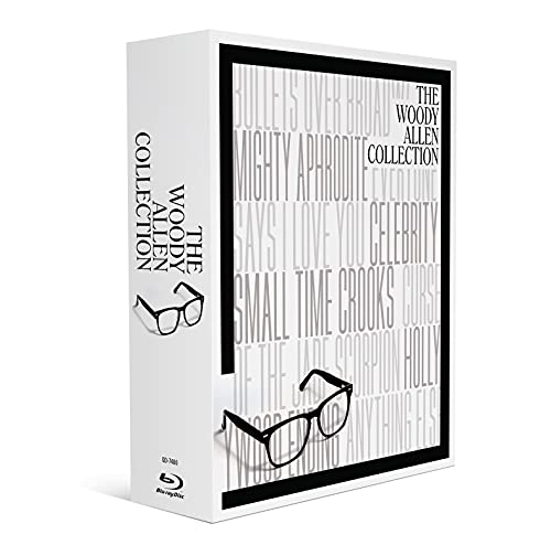 White Blu-ray box set for “The Woody Allen Collection” with glasses graphic.
