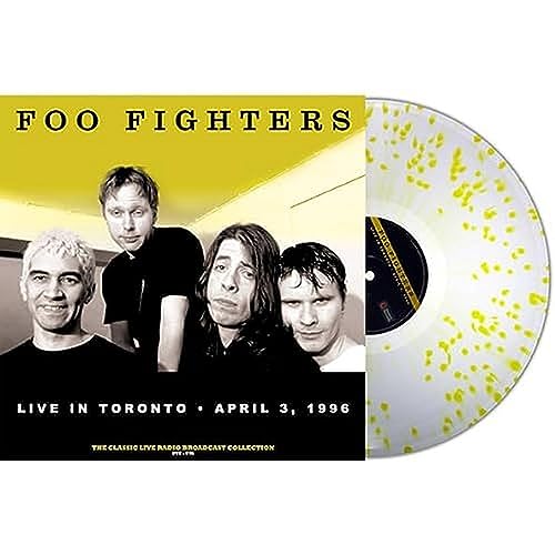 Foo Fighters album cover and clear/yellow splatter vinyl record.