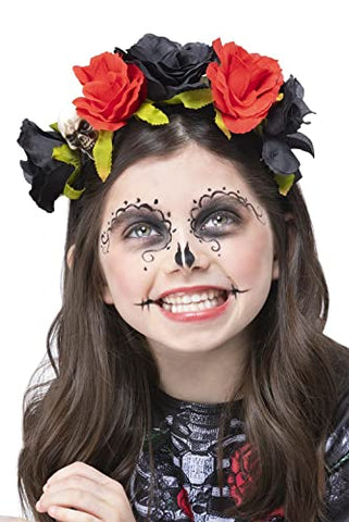 Smiffys 52776 Black & Red Kids DOTD Rose Headband, Girls, One Size