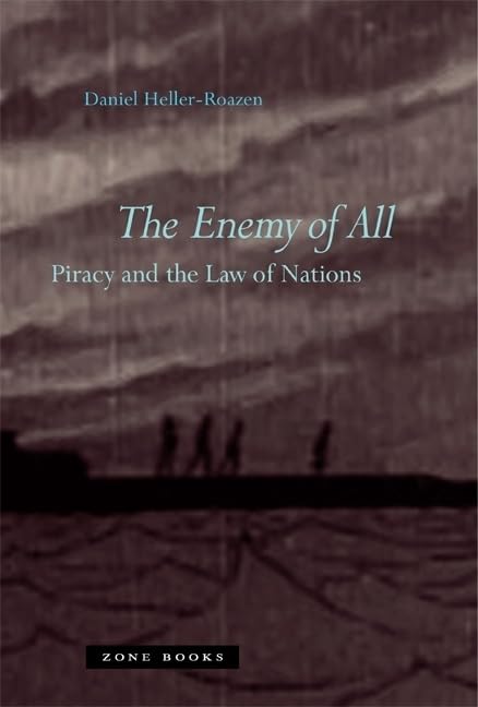 Book cover: "The Enemy of All" by Daniel Heller-Roazen, dark seascape.