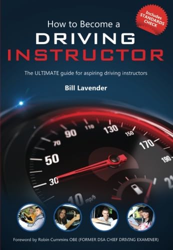 Book cover: “How to Become a Driving Instructor” with speedometer image.
