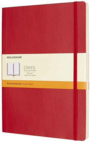 Moleskine Classic Ruled Paper Notebook - Soft Cover And Elastic Closure Journal - Color Scarlet Red - X- Large 19 X 25 A4 - 192 Pages