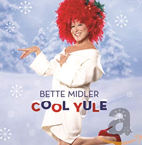 Bette Midler in red hair and white outfit, "Cool Yule" CD cover.