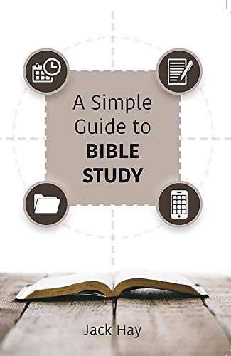 Book cover titled A Simple Guide to Bible Study by Jack Hay with open book.