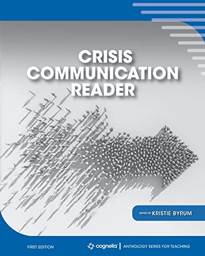 Book cover: "Crisis Communication Reader" with abstract bird illustration.
