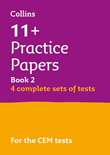 Purple and yellow book cover for 11+ practice tests, Book 2.