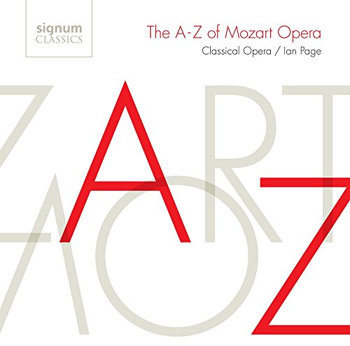CD cover for "The A-Z of Mozart Opera" with red and gray lettering.