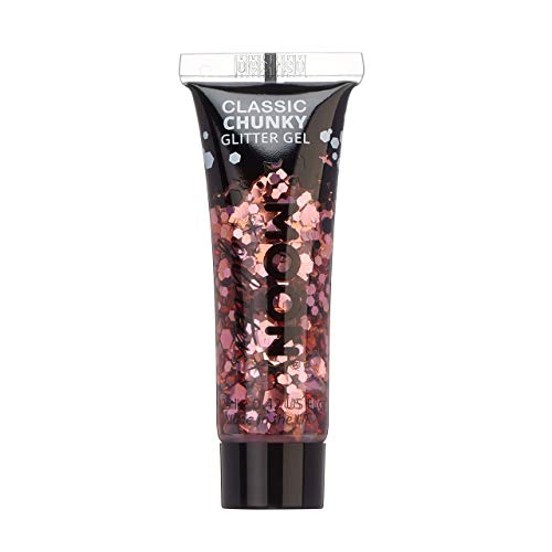 Classic Chunky Face & Body Glitter Gel by Moon Glitter - Pink - Cosmetic Festival Glitter Face Paint for Face, Body, Hair, Nails - 12ml
