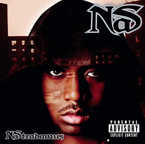 Nas’s “Nastradamus” album cover: hooded figure with red and black tones.