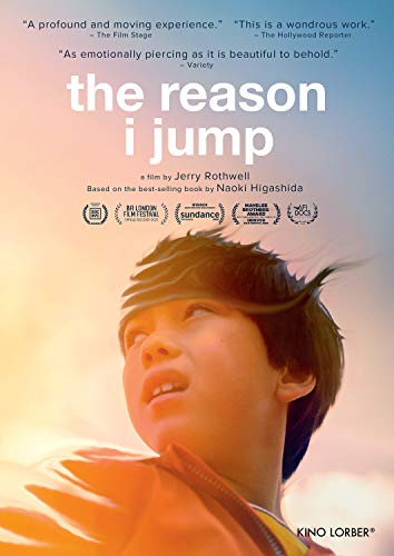 DVD cover for “The Reason I Jump” featuring a young person looking up.
